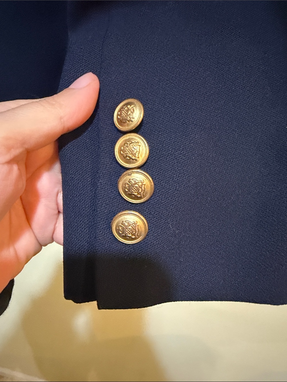 Women’s Lauren Ralph Lauren Navy Blazer with Gold Crest Emblem - Picture 6 of 6